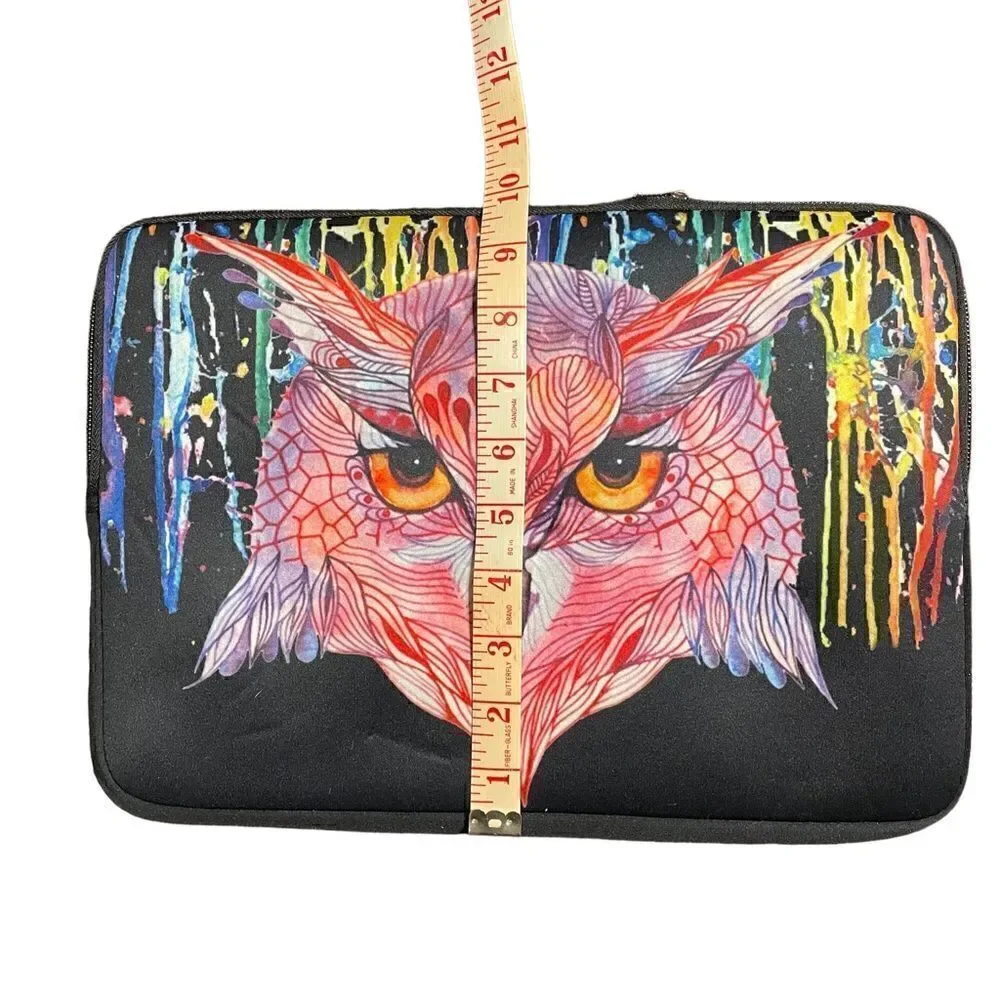 Psychedelic owl neoprene  laptop sleeve bag